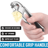 Stainless Steel Garlic Press and Mincer, Easy Squeeze Handle Design, Powerful Garlic Crusher, Essential Garlic Cutting Tool for Kitchen