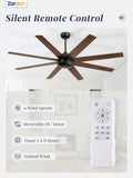 Zardon 65-inch Ceiling Fan with Remote Control, 6-Speed Settings, No Light, Indoor Use, Black