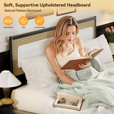 Behost Full Size Bed Frame with Upholstered Headboard, Under Bed Storage