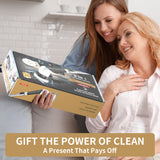 YKYI Electric Spin Scrubber with 8 Brush Heads 3-Speed Voice Broadcast Adjustable Long Handle