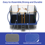 Mersco 8x14ft Large Rectangle Trampoline for Kids Adults,Big Outdoor Trampoline with Enclosure Net,Football Net & Storage Bag, Total 1600Lbs Bearing,Birthday Party Gifts,Blue