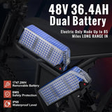 Ridingtimes GT73 Electric Motorbike 18.2AH*2 Electric BIKE with 25" tires digital screen Carbon Steel,BLACK