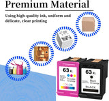 63XL Ink Cartridge Compatible for HP 63 Ink Cartridges for 63XL for Officejet 3830 4650 5255 5258 4655 5252 Envy 4520 4512 Printer( Black+Tri-Color)