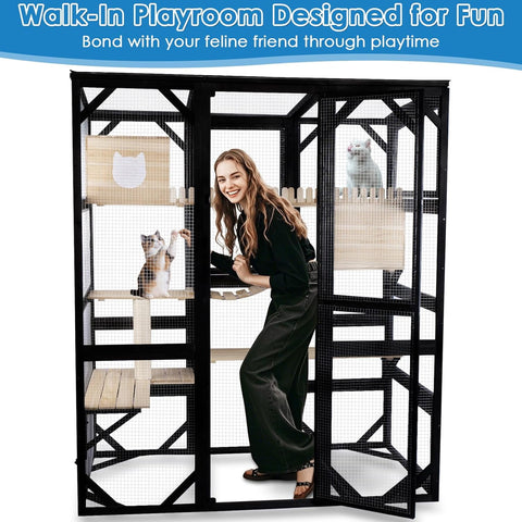 Catio Outdoor Cat Enclosure Large Walk in Cat House for Mulitiple Cats