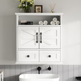 SEEDAY Wall Bathroom Cabinet,Bathroom Medicine Cabinet with Double Door Wall,Two Drawers,Adjustable Shelves,White
