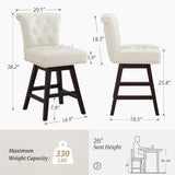 Dycanpo 26" Swivel Bar Stools Set of 3 with Back & Footrest, Counter Stools for Kitchen ,White-Faux Leather