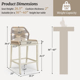 Dycanpo 26.5''H Outdoor Counter Height Chairs, Boho-Style Rattan Bar Stools Set of 4, Cream