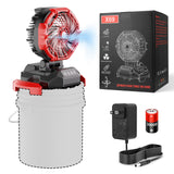 Portable Outdoor Misting Fan, Bucket Top Portable Fan, Battery Powered with 4 Fan Speeds & 4 Mist Settings for Camping, Tailgating, and Beach（Red）
