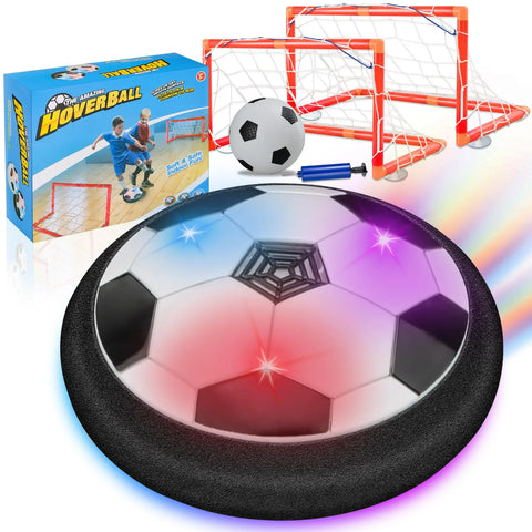 Crogift LED Hover Soccer Ball Set, 2 Goals, Indoor Floating Game, Fun Birthday Gift for Kids RED