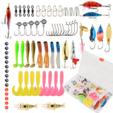 69 Piece LUYA Lure Fishing Kit, Tackle Box with Tackle, Hooks, Fishing Weights, Spinning Blades, Fishing Gear for Bass, Bluegill, Crappie