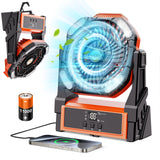 Portable Camping Fan Rechargeable with 4 Lights, 11000mAh Battery Operated Fans with Remote, Outdoor Beach Tent Fan, 4 Speed, Adjustable Brightness for Picnic, Barbecue, Fishing, Home