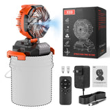 Portable Outdoor Misting Fan, Bucket Top Portable Fan, Battery Powered with 4 Fan Speeds & 4 Mist Settings for Camping, Tailgating, and Beach