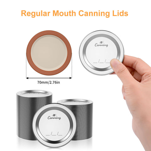 100pcs Regular Mouth Canning Lids, Mason Jar Lids for Canning, Reusable Leak Proof Split-type Solid Lids, Food Grade Material