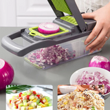 Vegetable Chopper, 14-in-1 Multifunctional Vegetable Cutter with Container, 8 Blades, Grater, Slicer, Onion Chopper, Multifunctional Kitchen Food Cutting Tool