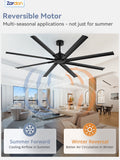 Zardon 84-inch Ceiling Fan - Eco-Friendly, Energy Efficient, 6-Speed Remote Control, 8542 CFM, Black Finish, Ideal for Extra-Large Indoor Spaces
