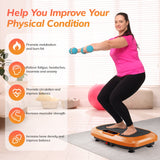 TCISA Vibration Plate Exercise Machine,Whole Body Fitness Workout Equipment,Vibration Plate for Lymphatic Drainage,Remote Control and Resistance Bands,Orange