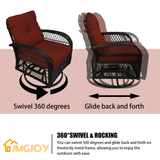 3 Pieces Patio Furniture Set, Outdoor Wicker Patio Chairs with Thick Cushions and Glass Coffee Table, Modern PE Rattan Conversation Set, Patio Bistro Set for Porch, Deck, Yard, and Garden