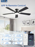 Zardon 52 inch Ceiling Fan with Light and Remote Control, 6 Speed Settings, Indoor Use, Black