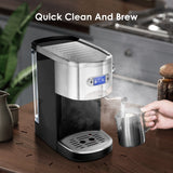 Auseo 20 Bar Semi-Automatic Coffee Maker, Espresso Machine, Steam Milk Foam for Home/Office/Cafe, Black