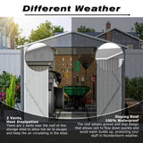 LZBEITEM 8'x12' Outdoor Metal Storage Shed with Floor Frame, Galvanized Steel Garden Shed, Metal Garden Tool Shed with Double Lockable Doors for Backyard Patio Lawn, Gray