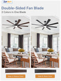 Zardon 72 inch Ceiling Fan with Light and Remote Control - Quiet 6-Speed DC Motor, Farmhouse Design for Indoor - Black