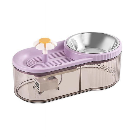 2 In 1 Pet Water Fountain + Cat Feeder, 3L Pet Water Dispenser for Cat Dog Food Bowl Bottle