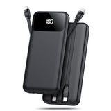 10,000mAh Portable Charger with Built-in Cables,22.5W Fast Portable Charger Power Bank with USB-C, Battery Pack with LED Display Compatible with iPhone and Android Phone,Hiking,Travel Essentials