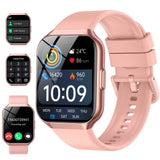 2025 NEW Smart Watch for Android and iPhone 1.96''HD Screen Men Women's IP68 Waterproof Fitness Tracker Bluetooth Calling (Answer/Make/Message),100 Sports Modes,Perfect for Holiday Gifts Pink