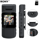 RONY 128GB 180° Rotate Mini Body Camera - 1080p Wearable Camcorder with Night Vision - Long Battery Life Audio Video Camera for Daily Records