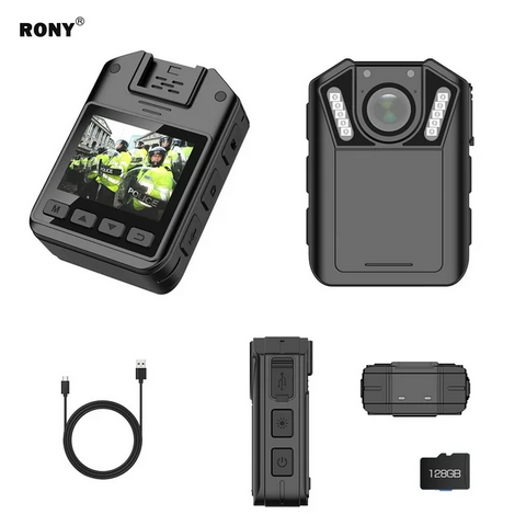 RONY 128GB 1440P Ultra HD Body Camera with Audio and Video Recording, Night Vision, Waterproof Bodycam for Law Enforcement Security Guard Civilian
