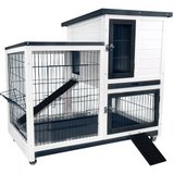 1sxs 2 Storey Rabbit Hutch Indoor Rabbit Cage Outdoor Bunny Hutch Mobile Guinea Pig Cage, White