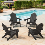 12x DYPANPO Folding Adirondack Chair Set of 4, Fire Pit Patio Garden Chair with Cup Holder, Black