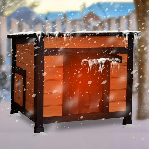 Outdoor Insulated Cat House Feral Cat Shelter Outside Cat Enclosure for Winter Insulated Brown