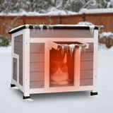 Outdoor Insulated Cat House Feral Cat Shelter Outside Cat Enclosure for Winter Insulated Gray