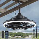 Zardon 20" Waterproof Caged Ceiling Fans with Lights and Remote Control, Outdoor and Indoor, Black
