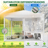 Vecukt 10x10ft Pop Up Canopy Tent with Removable Mesh Mosquito Sidewalls, Remote-Controlled 8-Color LED Lights ,Instant Outdoor Shelter Gazebo Tent, White