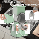YUOFD Rotary Cheese Grater, Handheld Cheese Shredder with 6 Blades, Vegetable Slicing, Shredding and Dicing Tools