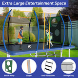 Mersco 8x14ft Large Rectangle Trampoline for Kids Adults,Big Outdoor Trampoline with Enclosure Net,Football Net & Storage Bag, Total 1600Lbs Bearing,Birthday Party Gifts,Blue