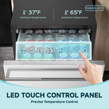 Simzlife 24 Inch Under Counter Refrigerator, Outdoor Refrigerator with Double Drawer for Patio & Kitchen, Weatherproof Outdoor Fridge in Stainless Steel, Beverage Cooler for Home & Commercial Use