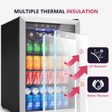 Simzlife 145 Can Beverage Refrigerator Cooler, 4.5 Cu.Ft Drink Fridge for Soda Wine Beer, Adjustable Temperature Control for Home Office, Silver