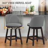 Dycanpo Swivel Bar Stools Set of 3, 26" Counter Stools with Back & Footrest for Kitchen, Gray