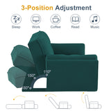 Convertible Futon Sofa Bed, Sleeper Sofa Bed with Adjustable Backrests, Linen Loveseat Sofa Small Couches for Small Spaces, Living Room, Bedroom,Green