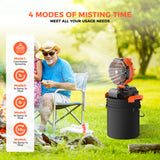 Portable Outdoor Misting Fan, Bucket Top Portable Fan, Battery Powered with 4 Fan Speeds & 4 Mist Settings for Camping, Tailgating, and Beach