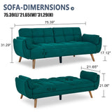 Convertible Futon Sofa Bed, Sleeper Sofa Bed with Adjustable Backrests, Linen Loveseat Sofa Small Couches for Small Spaces, Living Room, Bedroom,Green