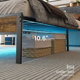 OLEVS Queen Bed Frame with Headboard, LED Light, Charging Station, No Box Spring Required