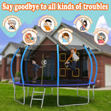 Mersco 14FT Trampoline for Kids Adults with Mulifunctional Target Cloth, Indoor & Outdoor Recreational Trampolines with Enclosure Net and Ladder,Easter,Birthday Gift for Kids, Loading 1600Lb,Blue