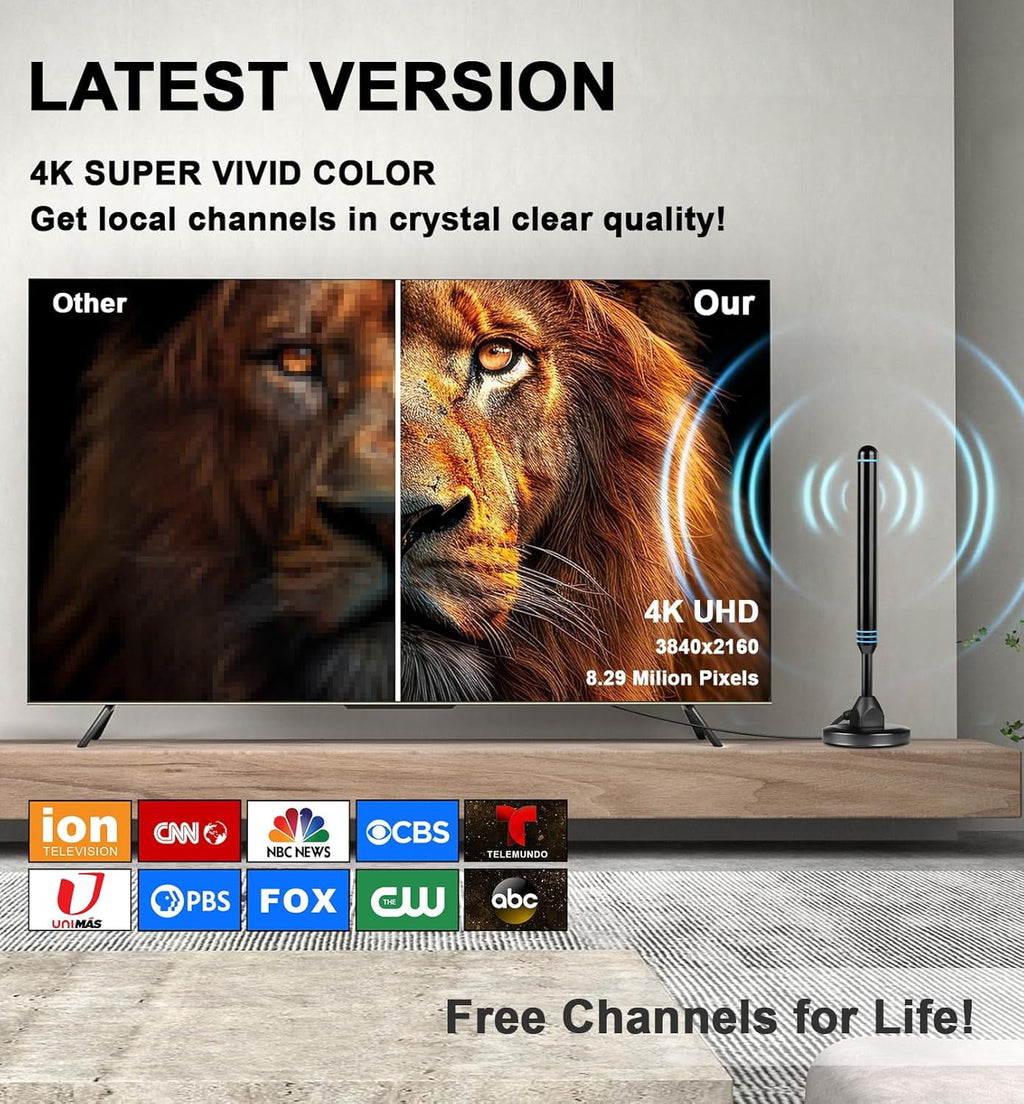 TV Antennas for Smart TV Indoor HD Digital New Antenna Long Range Reception Outdoor with Amplifier Signal Booster for Local Channels Supports 4K 1000+Mile range for Free Channels