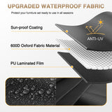 Aoxun 8 Piece Patio Furniture Set with 44” Fire Pit Table Wicker Rattan Outdoor Sectional Sofa Set with Coffee Table and 4” Thickened Cushions, Black (Waterproof Cover Included)