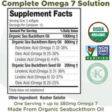 Premium Sea Buckthorn Oil Softgels with Omega-7, Max Potency, 120 Count - Supports Skin, Gut, and Overall Wellness-1（Pack)（