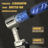 Duomigo 20V Cordless Turbo Dryer Blower for Cars & Patio, 1600g Thrust Violent Blower with 64 Ducted Fan Motor, 4-Speed Hurricane Turbo Fan, 120000RPM Leaf Blower for Car Drying, Snow & Debri